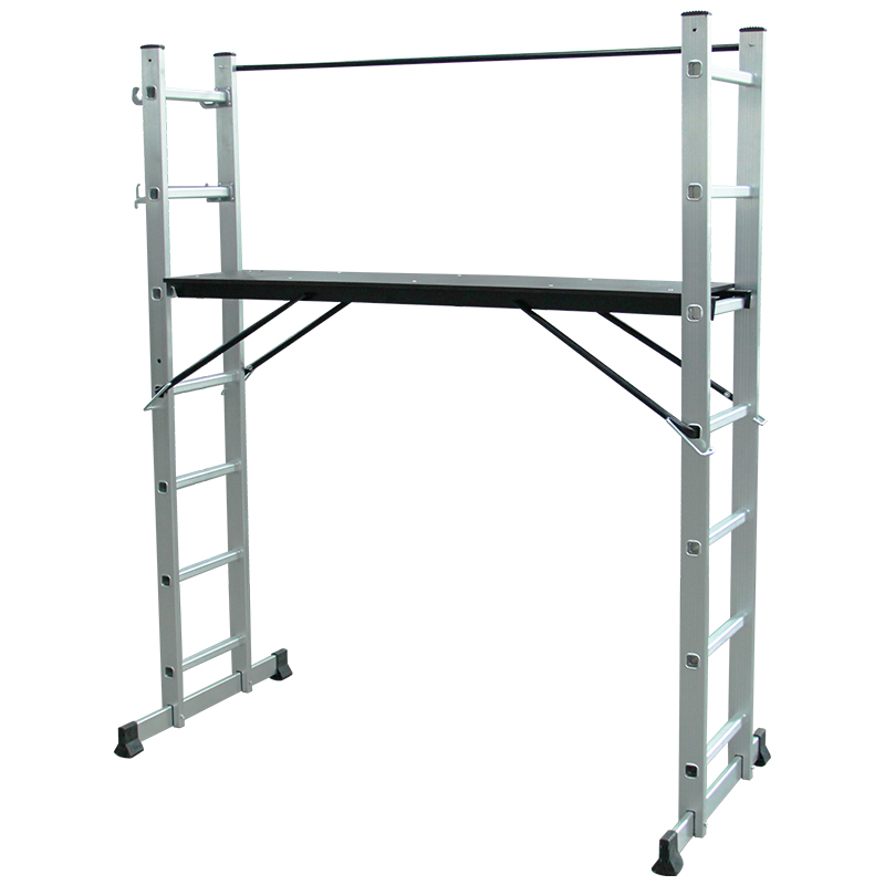 BORMANN Pro BHL9100 Πολυμορφική Σκαλωσιά Αλουμινίου 3 σε 1, 7+7 Σκαλιά με Μπάρα Σταθεροποίησης