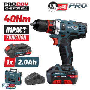 BORMANN Pro BBP5446X2 Δραπαν/βιδο Κρουστικό 20V,1x2Ah,Li-Ion,40Nm,2 Ταχύτητες & Βαλίτσα