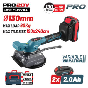 BORMANN Pro BBP5426X22C Βεντούζα-Δονητής Πλακιδίων 20V,Li-Ion,2x2Ah,130mm,60kg,3500-8000rpm