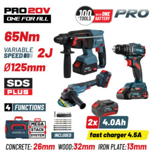BORMANN Pro BBP5436X44T3CA Σετ Compact Brushless Kρουστικό Δραπ/βιδο & Γωνιακός Τροχός Brushless