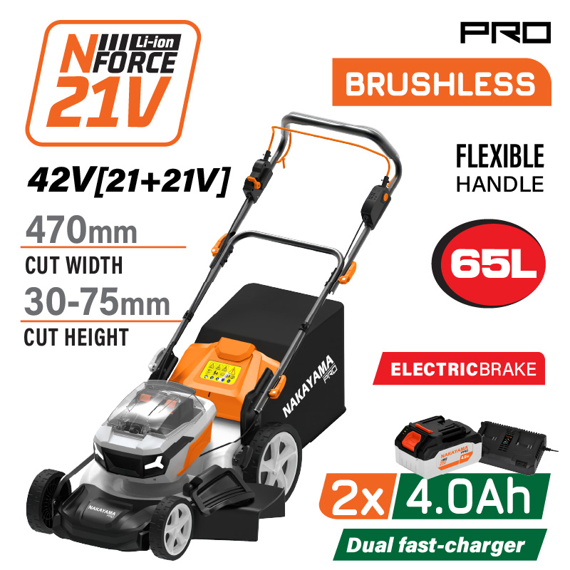 NAKAYAMA Pro EC1730X44 Μηχανή Γκαζόν Αυτοκινούμενη Μπαταρίας Brushless 42V,2x4Ah,Κοπή 47cm